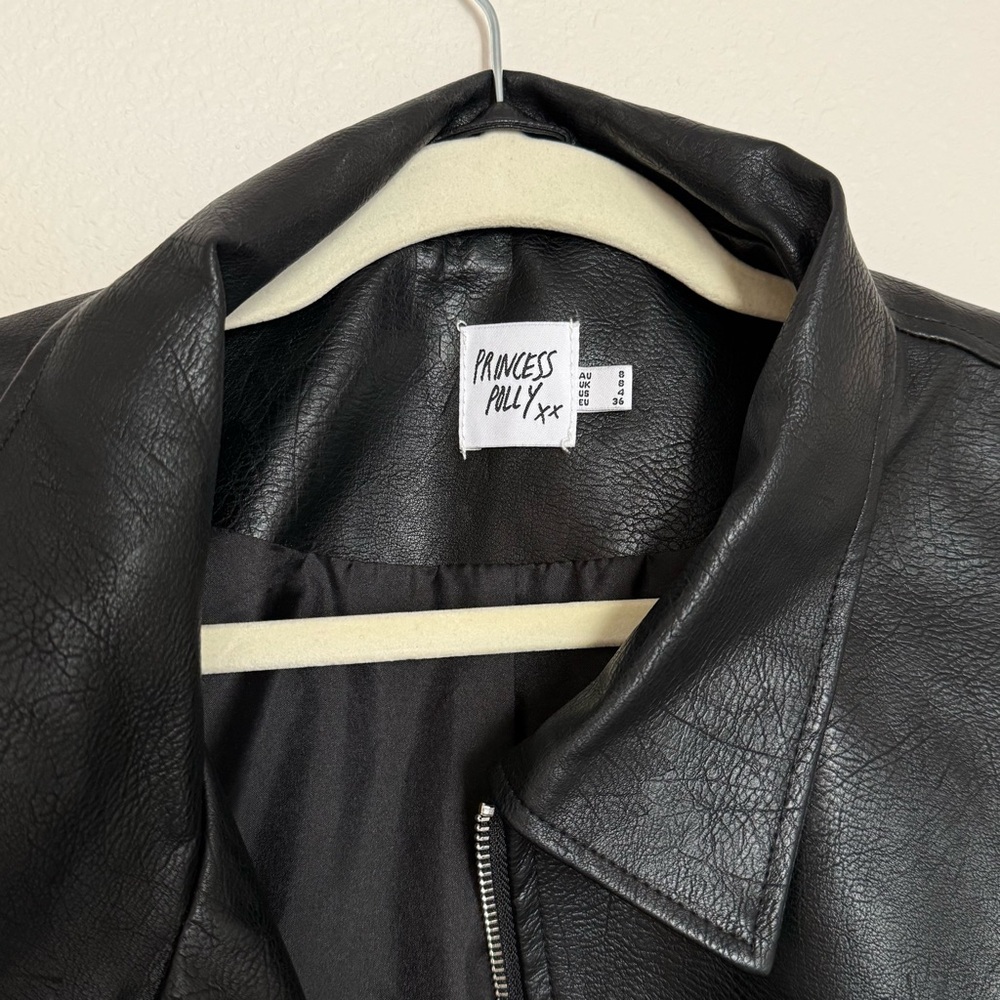 PRINCESS POLLY - Goldsmith Faux Leather Bomber Jacket Black - Picture 6 of 9